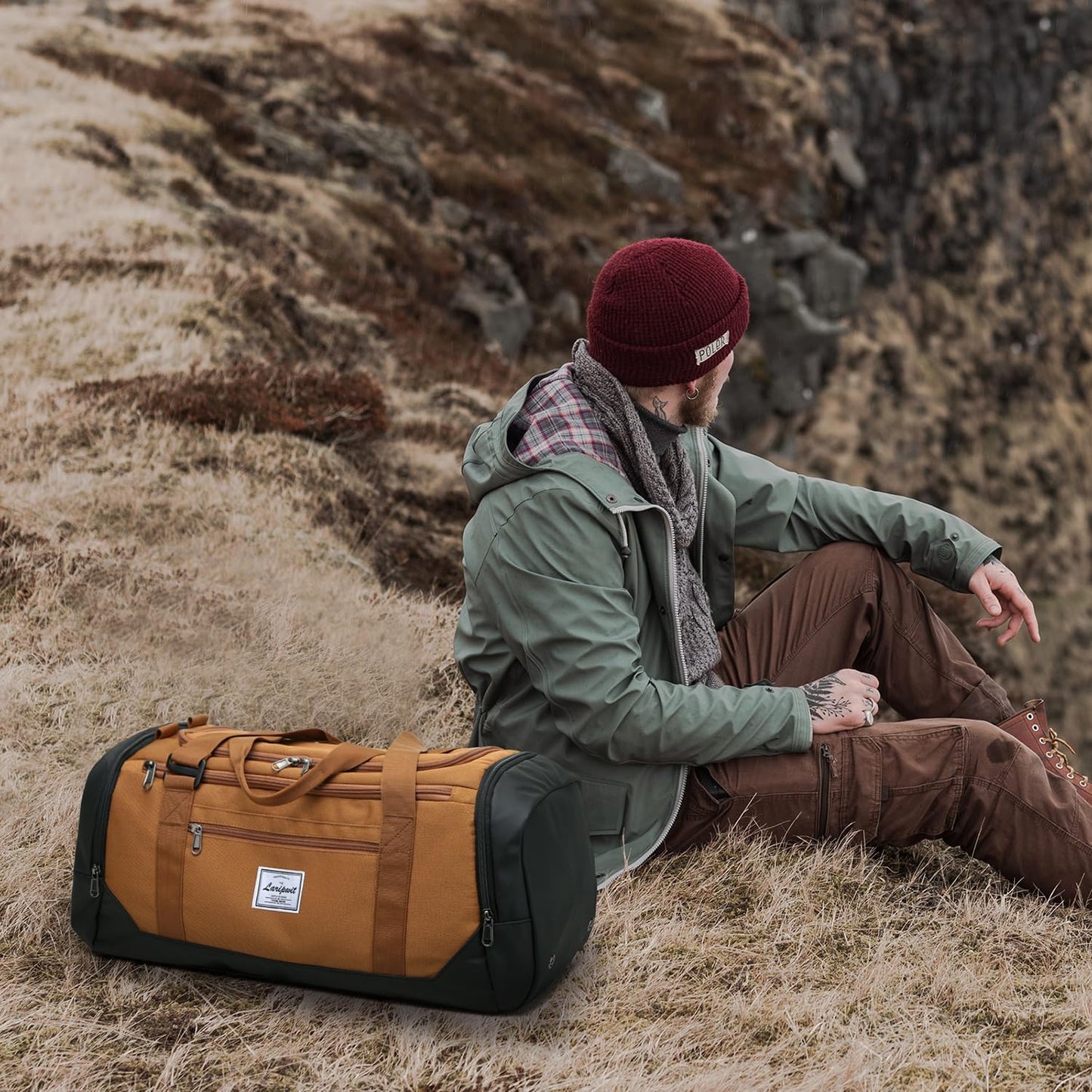 Gym Bags for Men, 40L Medium Sports Travel Duffel Bag with Shoe Compartment & Wet Pocket Lightweight Gym Duffle Bag Backpack Multipurpose Weekender Overnight Backpack for Women, Brown