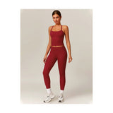 Womens Workout Sets Two Piece Cross Back Tank Top Matching High Waist Leggings Sets Gym Outfits Work Out Clothes