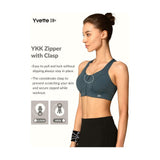 Zip Front Sports Bra - High Impact Sports Bras for Women plus Size Workout Fitness Running
