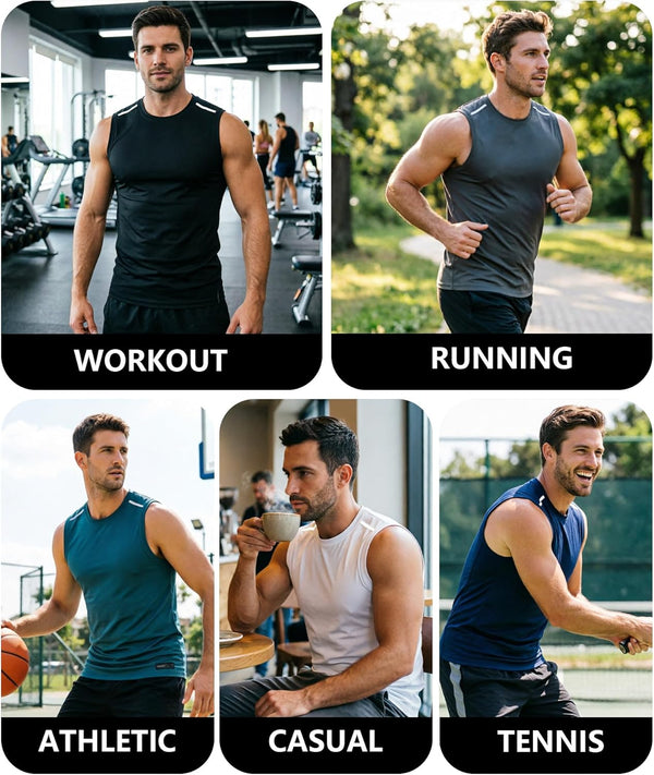 Men'S Sport Tank Tops Dry Fit Gym Workout Sleeveless T Shirts Men Tennis Basketball Athletic Shirts