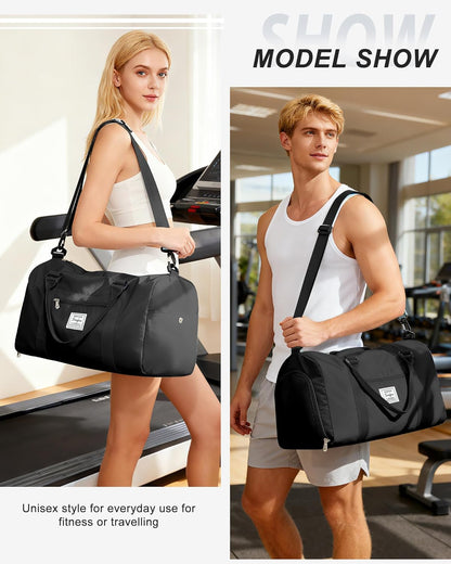 Gym Bags Womens Mens with Shoes Compartment and Wet Pocket Travel Duffel Bag for Women for Plane Sport Gym Tote Bags Swimming Yoga Small Waterproof Weekend Overnight Carry on Bag Hospital Holdalls