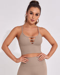 Longline Sports Bras for Women High Support Strappy Push up Workout Tops Built in Bra Padded Crop Yoga Tank Top