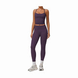 Womens Workout Sets Two Piece Cross Back Tank Top Matching High Waist Leggings Sets Gym Outfits Work Out Clothes