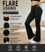 Women'S Flare Yoga Pants - Crossover Flare Leggings High Waisted Tummy Control Workout Casual Bootcut Pants