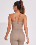 Longline Sports Bras for Women High Support Strappy Push up Workout Tops Built in Bra Padded Crop Yoga Tank Top