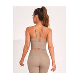 Longline Sports Bras for Women High Support Strappy Push up Workout Tops Built in Bra Padded Crop Yoga Tank Top