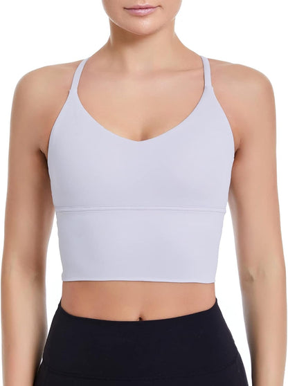 Sports Bras Longline Fitness Crop Tops Tank Yoga Running Shirts V-Neck Spaghetti Strappy Workout Yoga Bra
