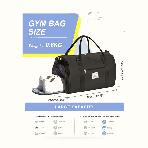 Gym Bags Womens Mens with Shoes Compartment and Wet Pocket Travel Duffel Bag for Women for Plane Sport Gym Tote Bags Swimming Yoga Small Waterproof Weekend Overnight Carry on Bag Hospital Holdalls