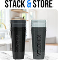 -4 Pack- 28 Oz Protein Shaker Bottles for Protein Mixes - 4X Wire Whisk | Leak Proof Shaker Cups for Protein Shakes | Stackable Protein Shaker Bottle Pack (A1) Silver Aurora