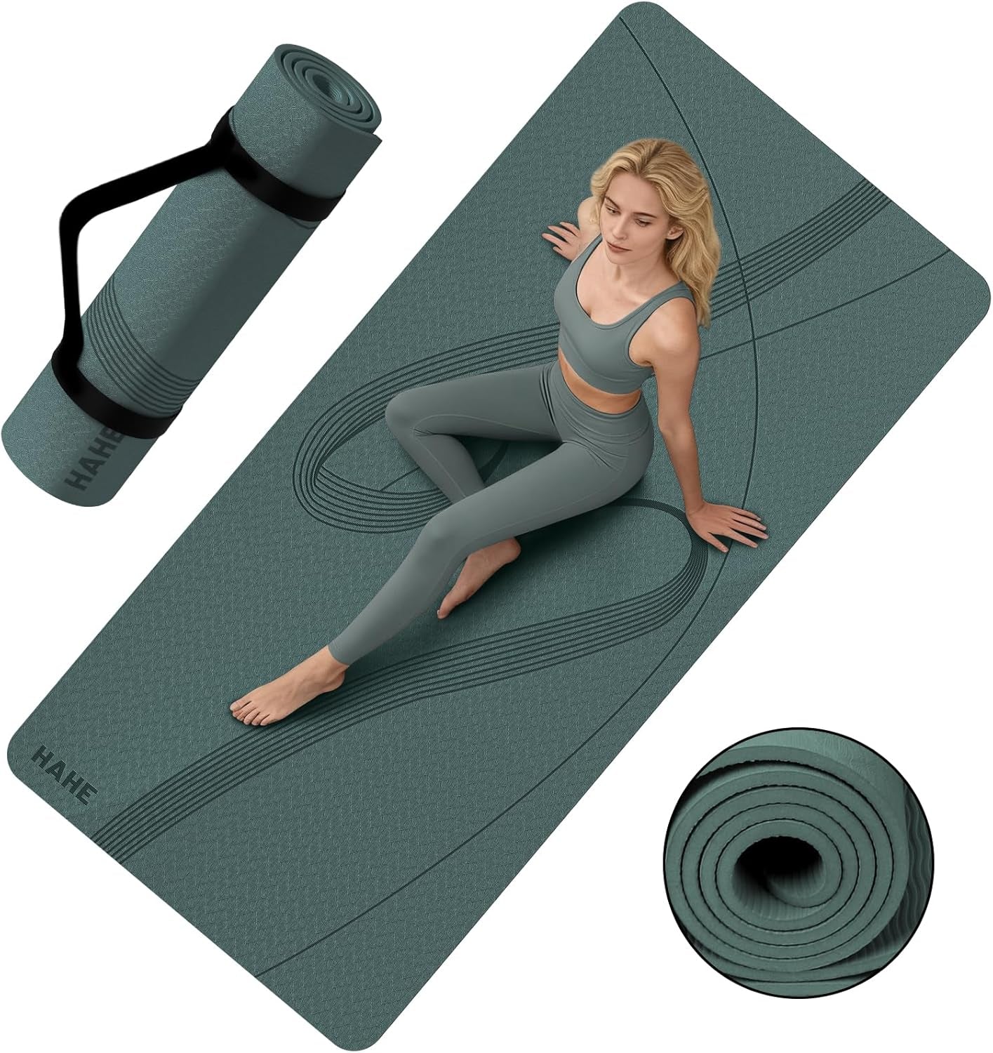 Yoga Mat High Density Exercise Mat, 76"X32"X0.27"Thick Wide & Large Yoga Mat for Women Men, Professional POE Workout Mat for Yoga, Pilates, Fitness & Stretching