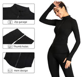 Women'S Tracksuit Jacket Slim Fit Long Sleeved Fitness Coat Yoga Crop Tops with Thumb Holes Gym Jacket Workout Sweatshirts