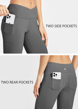 Women'S Fleece Lined Pants Yoga Crossover Leggings Bootcut Thermal Winter Pants Flare Leggings Water Resistant