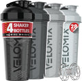 -4 Pack- 28 Oz Protein Shaker Bottles for Protein Mixes - 4X Wire Whisk | Leak Proof Shaker Cups for Protein Shakes | Stackable Protein Shaker Bottle Pack (A1) Silver Aurora