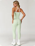 Womens Workout Sets Two Piece Cross Back Tank Top Matching High Waist Leggings Sets Gym Outfits Work Out Clothes