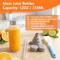12 Oz Glass Juice Bottles with Lids, 10 Pack Reusable Glass Water Bottles with Stainless Steel Caps & Straws, Leak-Proof & Bpa-Free Containers for Juicing, Smoothies, Iced Tea, Wellness Drinks