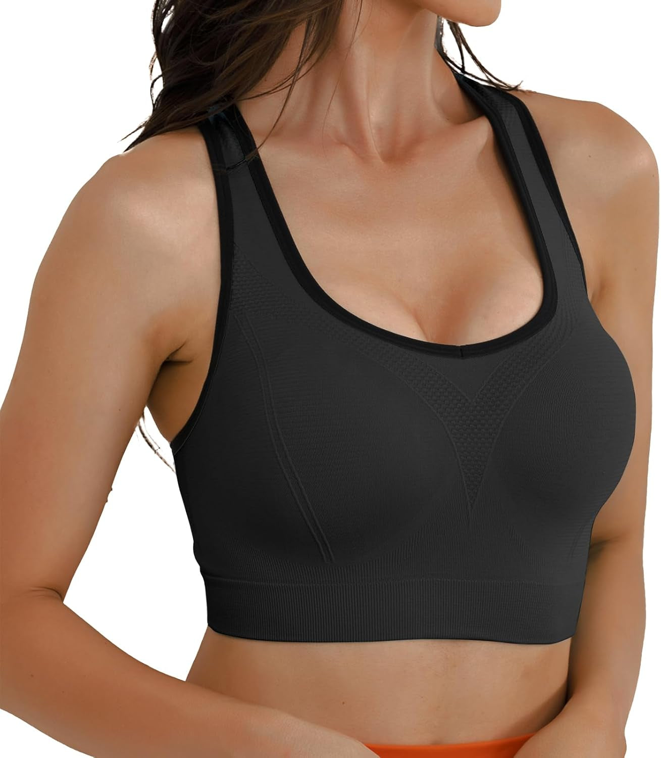 Racerback Sports Bras for Women – Padded Seamless Strappy Workout Tops for Yoga Gym Runing Fitness Sports Bras