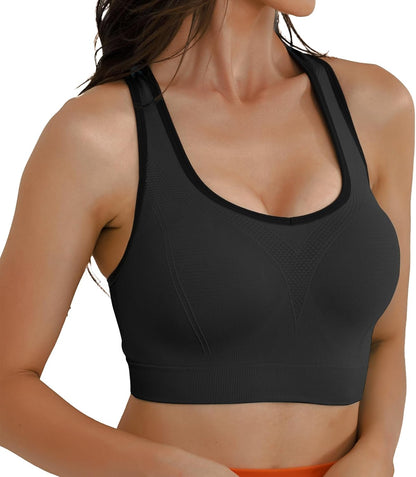 Racerback Sports Bras for Women – Padded Seamless Strappy Workout Tops for Yoga Gym Runing Fitness Sports Bras