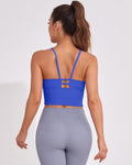 Longline Sports Bras for Women High Support Strappy Push up Workout Tops Built in Bra Padded Crop Yoga Tank Top