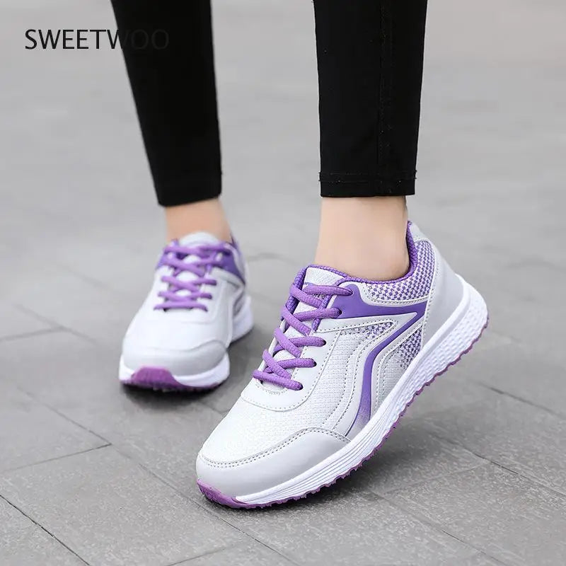 Fashion Women Sneakers Winter Breathable PU Leather Sport Shoes Womens Trainers Running Shoes Women'S Casual Gym Shoes