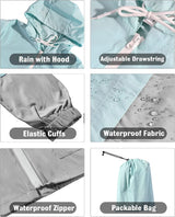 Women Casual Waterproof Outdoor Windbreaker Lightweight Packable Color Block Rain Jackets