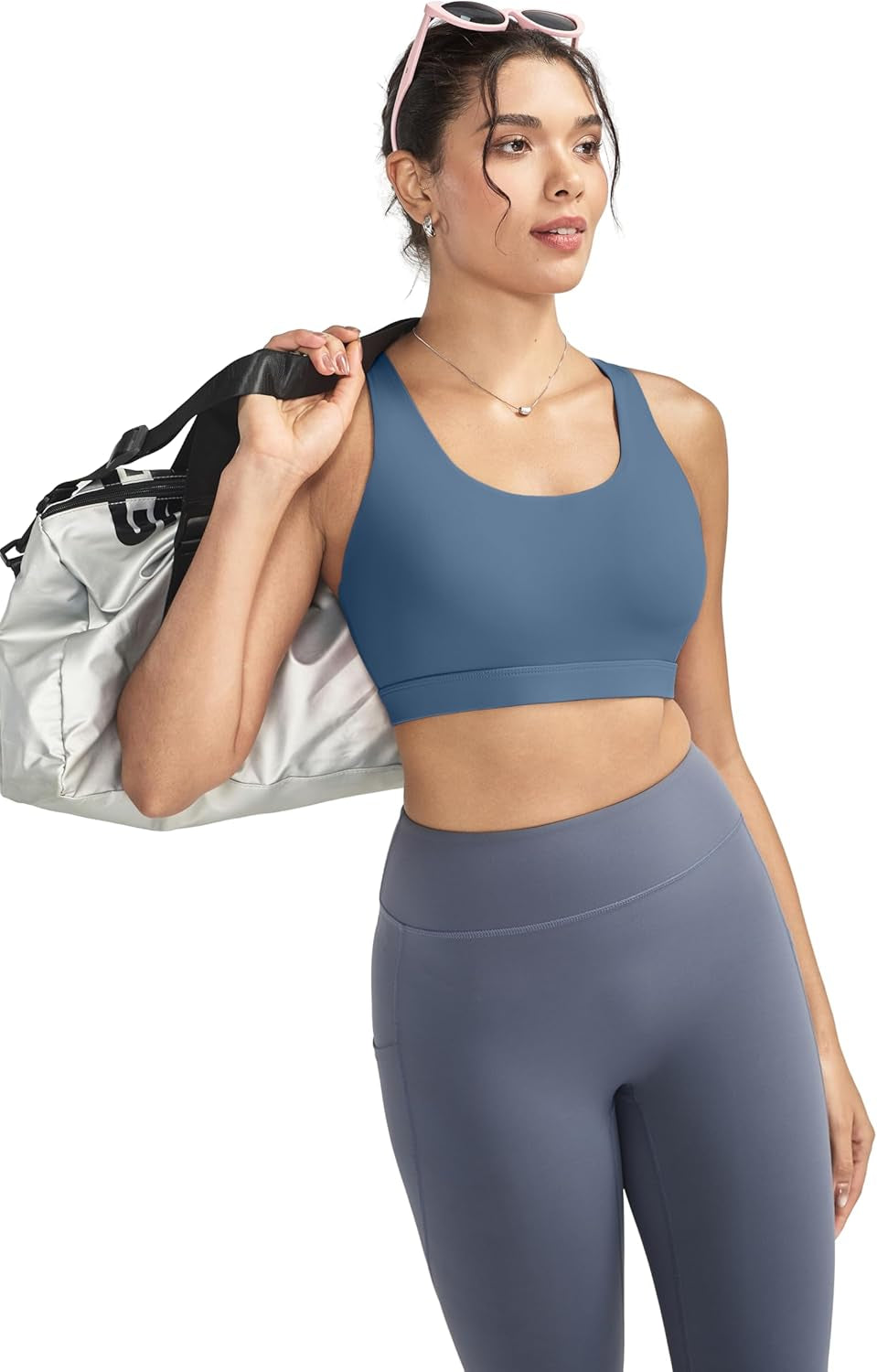 Sports Bras for Women,Padded Strappy Sports Bras Criss-Cross Back Medium Support Sports Bras with Removable Cups
