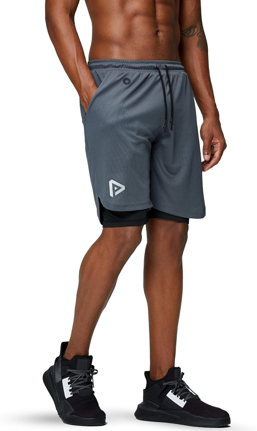 Men'S 2 in 1 Running Shorts Gym Workout Quick Dry Mens Shorts with Phone Pocket