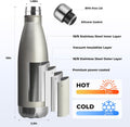 17Oz Sport Water Bottle 12 Pack Vacuum Insulated Stainless Steel Leak-Proof Double Wall Cola Shape Water Bottle,Keep Drinks Hot & Cold (Cold Gray,12 Pack)