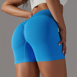 Crossover Waist Women Sport Shorts Yoga Shorts Gym Workout Running High Waist Yoga Shorts Push up Hip Seamless Fitness Shorts
