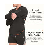 Mens Armzip Long Sleeve Gym Tshirts, Quick Dry Workout Compression Shirts Lightweight Running Sports Top with Zip Pocket
