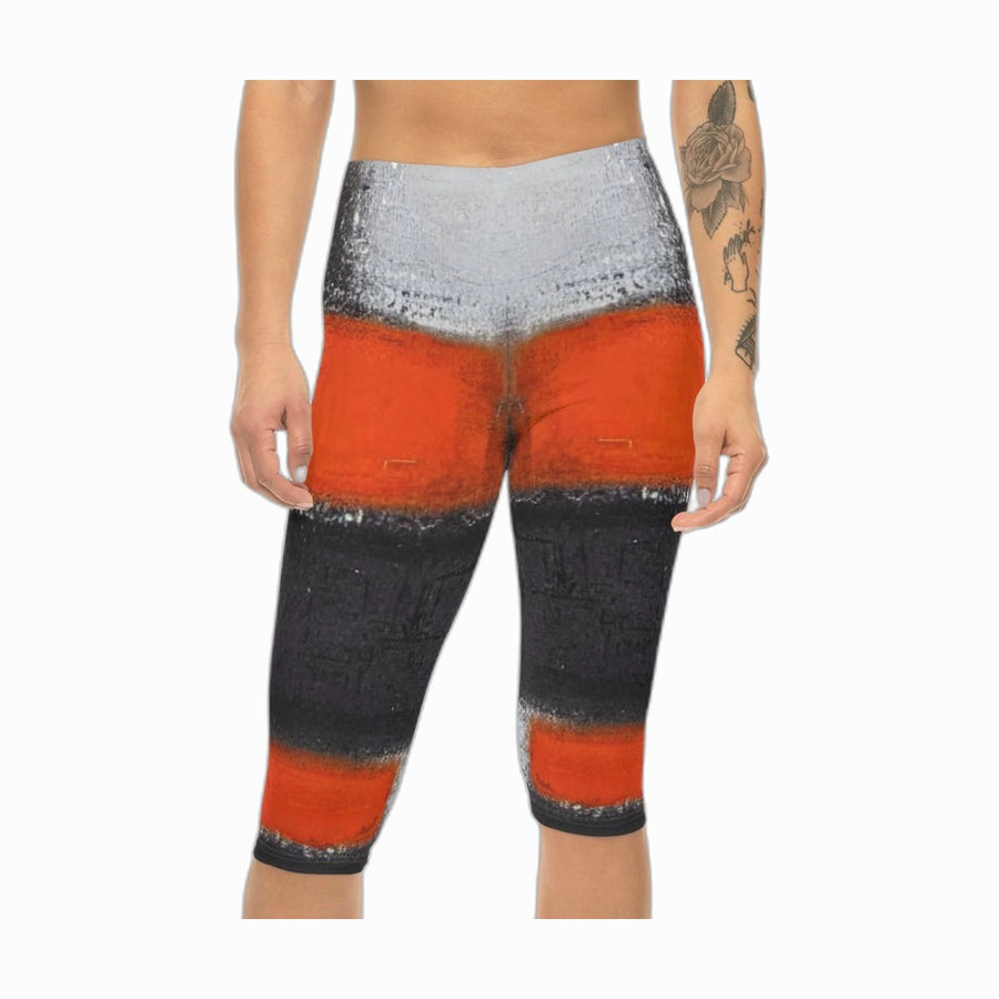 Women’S Capri Leggings RED ORANGE by Queennoble