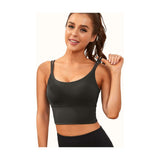 Sports Bras for Women High Support Longline Workout Tank Tops Built in Bra Strappy Yoga Padded Crop Top