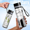 Plastic Water Bottles, 28Oz Clear Water Bottle with Measurements, Wide Mouth Water Bottle with Strap, Gym Water Bottles for Men (Grey)