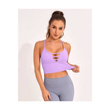 Longline Sports Bras for Women High Support Strappy Push up Workout Tops Built in Bra Padded Crop Yoga Tank Top