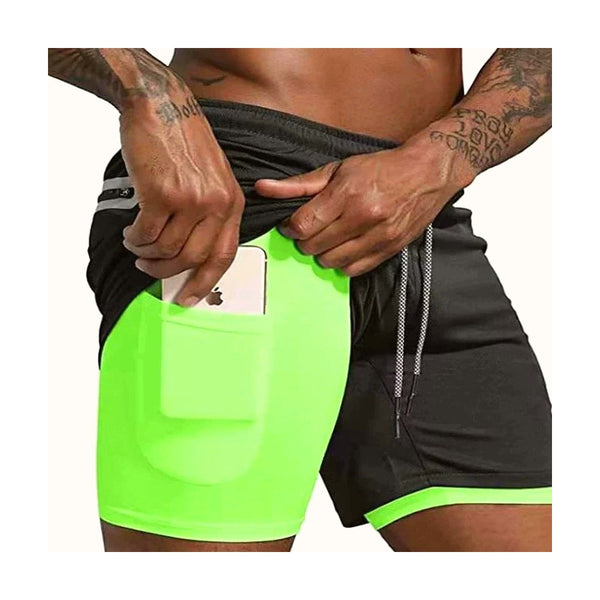 Sport Shorts Men Sportswear Double-Deck Running Shorts 2 in 1 Beach Bottoms Summer Gym Fitness Training Jogging Short Pants