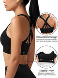 Sports Bra for Women, Criss Cross Back Medium Support Workout Bras with Removable Cups for Yoga Running Gym
