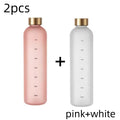 1 Liters Water Bottle Motivational Drinking Bottle Sports Water Bottles with Time Marker Stickers Portable Reusable Plastic Cups