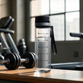 Plastic Water Bottles, 28Oz Clear Water Bottle with Measurements, Wide Mouth Water Bottle with Strap, Gym Water Bottles for Men (Grey)