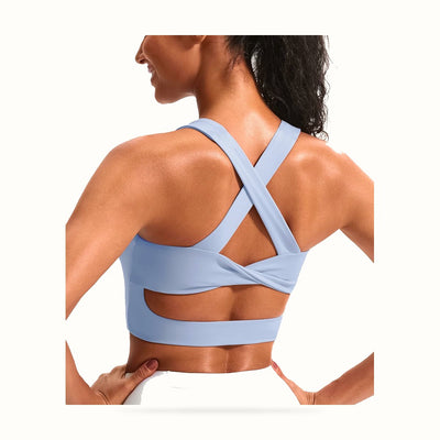 Sports Bras for Women Criss-Cross Back Padded Workout Tank Tops Medium Support Crop Tops for Women