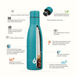 500Ml Insulated Water Bottle, Stainless Steel Reusable Metal Thermos, Leakproof Drink Bottles, Laguna