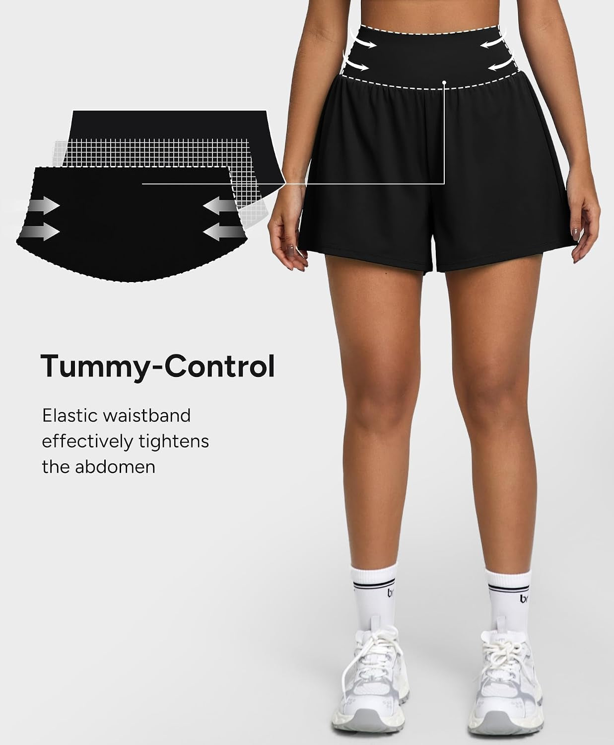 aero 3.5" Women'S Athletic Running Shorts 2 in 1 High Waisted Pockets Workout Gym Sport Shorts