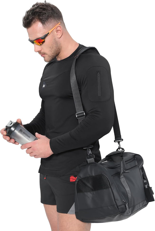 Mens Armzip Long Sleeve Gym Tshirts, Quick Dry Workout Compression Shirts Lightweight Running Sports Top with Zip Pocket