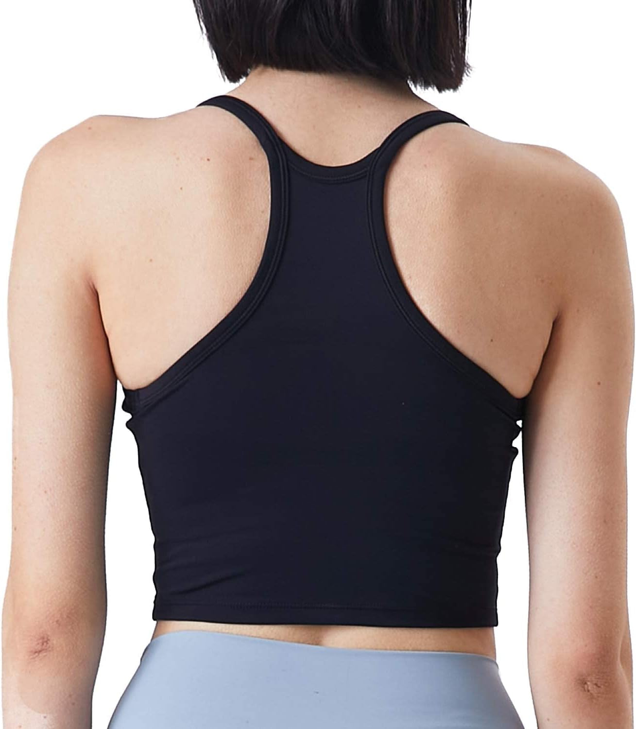 Women'S Longline Spaghetti Racerback Yoga Bra Tank Top Cropped Workout Sports Bras