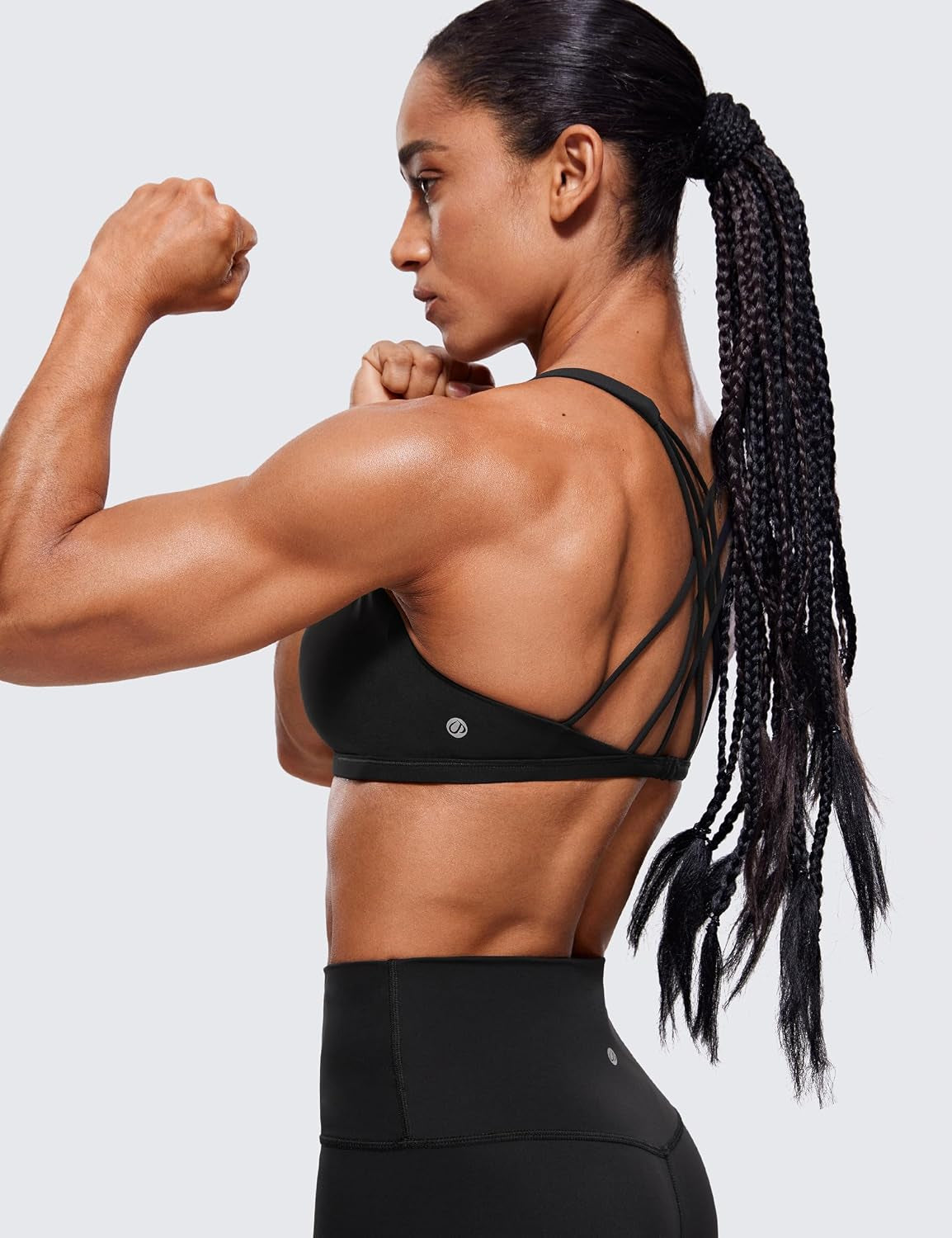 Womens Naked Feeling Criss Cross Sports Bra - Strappy Back Padded Medium Support Wireless Gym Cami Workout Yoga