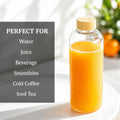 1L High Borosilicate Glass Water Bottles with Bamboo Lids, 2 Pack Glass Juice Bottles, Reusable Drinking Bottles for Hot Cold Drinks, Home, Office, Gym & Outdoors