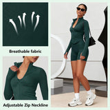 Women Quick-Dry Sports Jacket, Full-Zip Long Sleeve Activewear, Athletic Top for Workout Yoga Gym Running