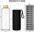 1L High Borosilicate Glass Water Bottles with Bamboo Lids, 2 Pack Glass Juice Bottles, Reusable Drinking Bottles for Hot Cold Drinks, Home, Office, Gym & Outdoors