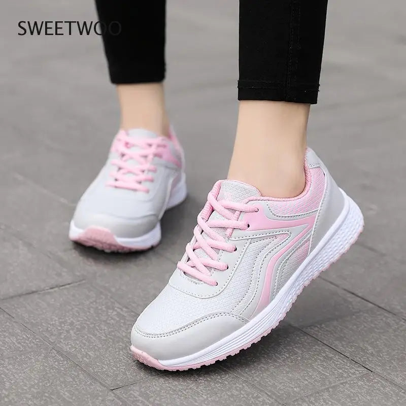 Fashion Women Sneakers Winter Breathable PU Leather Sport Shoes Womens Trainers Running Shoes Women'S Casual Gym Shoes