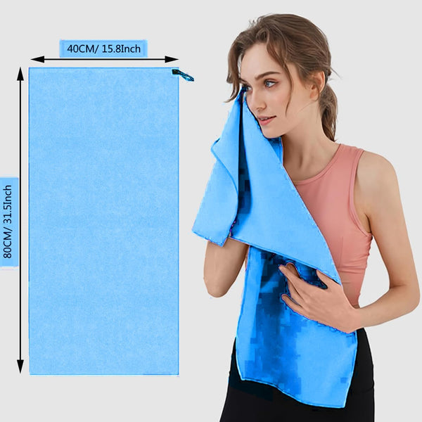 Quick Dry Gym Beach Towel for Men Women Super Absorbent Towel,Compact Microfiber Towel for Beach Gym Yoga Pool Travel Camping Sports Swim(40×80Cm 16×32Inch) (Blue)