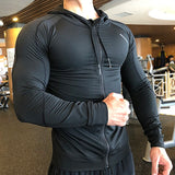 Men Hoodies Gym Sport Running Training Fitness Compression Elastic Bodybuilding Sweatshirt Sportswear Hooded Jacket Hoodies