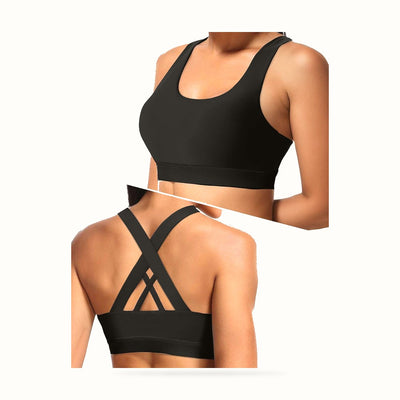 Sports Bra for Women, Criss Cross Back Medium Support Workout Bras with Removable Cups for Yoga Running Gym